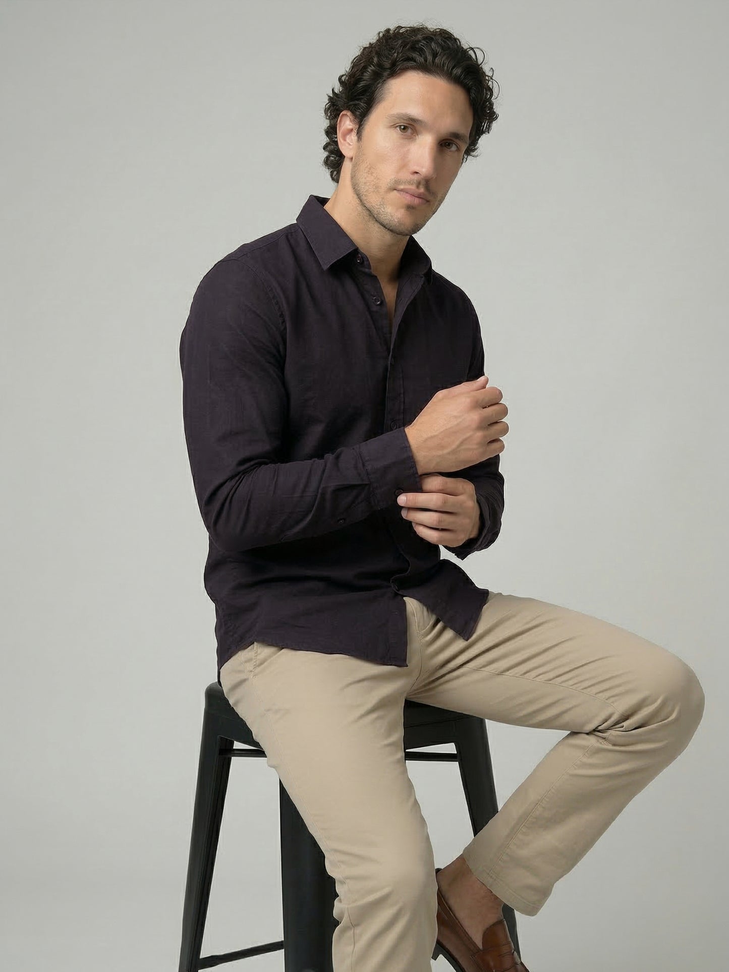 Celio Mens Brown Solid Regular Fit Cotton Shirts