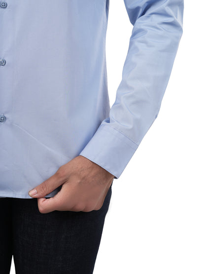 Blue Solid Cotton Shirt