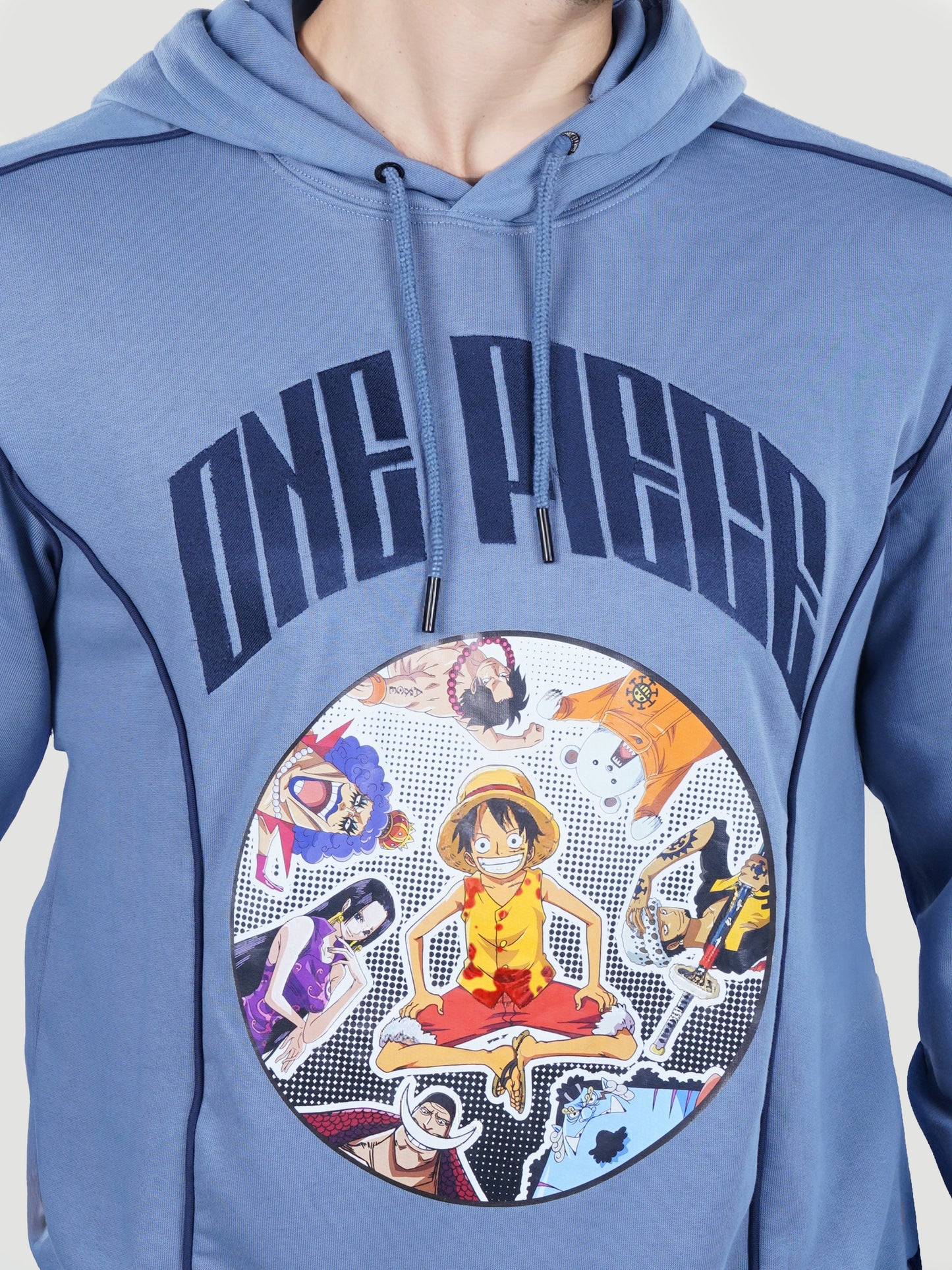 One Piece - Blue Printed Cotton Sweatshirt