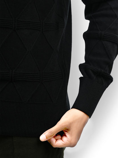 Black Solid Cotton Sweater