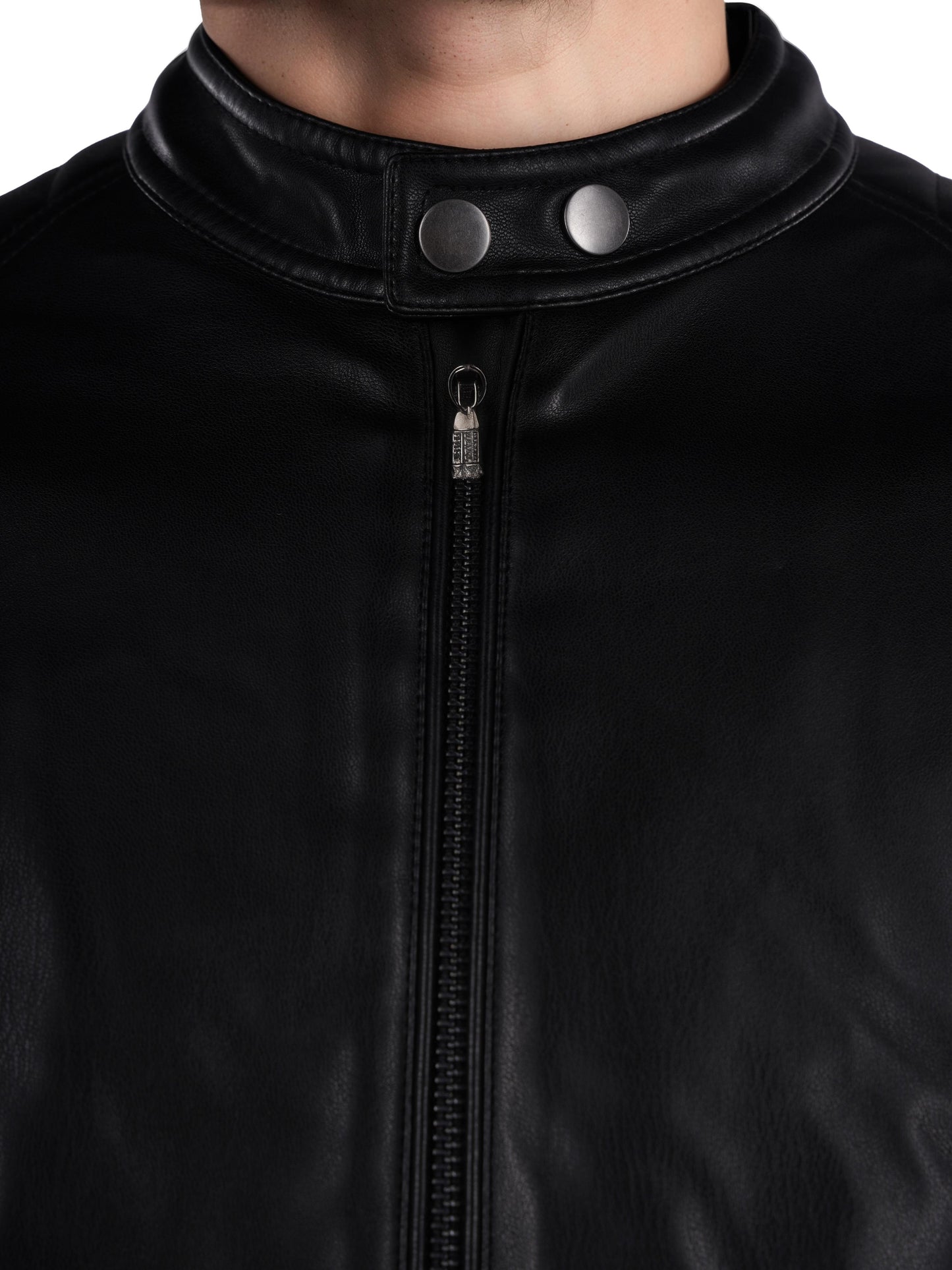 Black Solid Polyamide Jacket