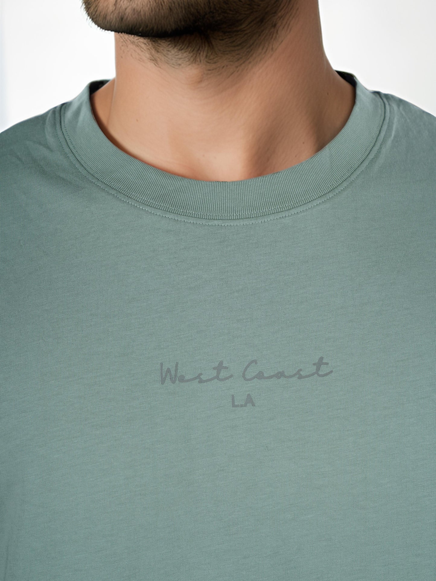 Green Solid Cotton T-shirt