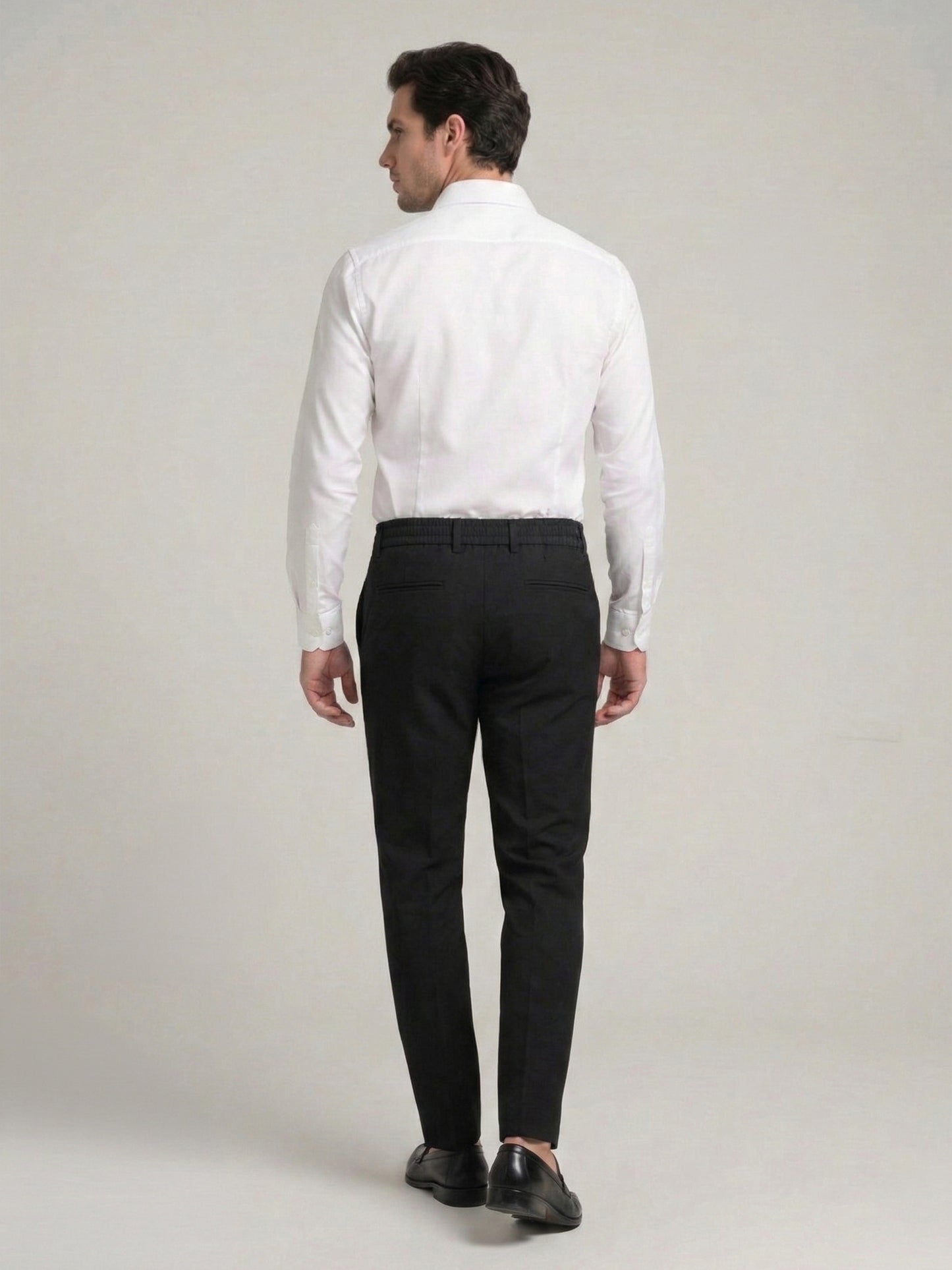 Celio Mens Black Solid 24H Fit Polyester Casual Trouser