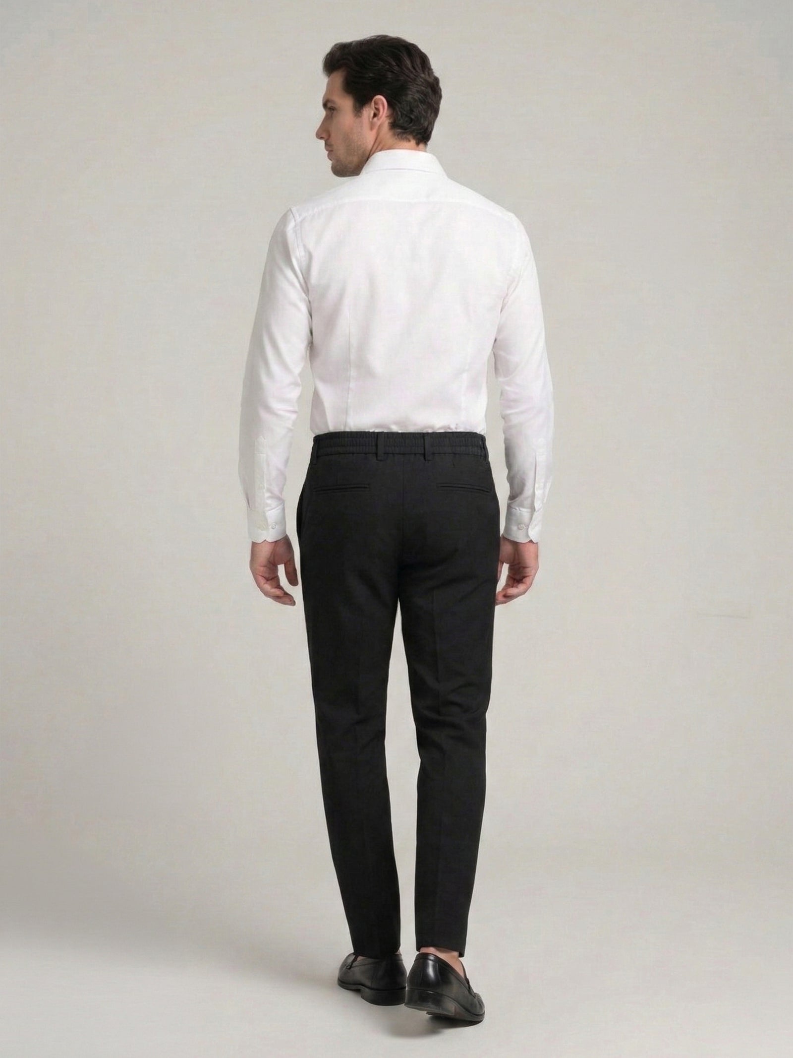 Celio Mens Black Solid 24H Fit Polyester Casual Trouser