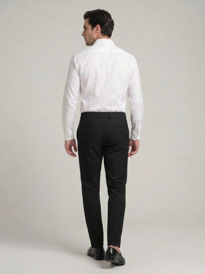 Celio Mens Black Solid 24H Fit Polyester Casual Trouser
