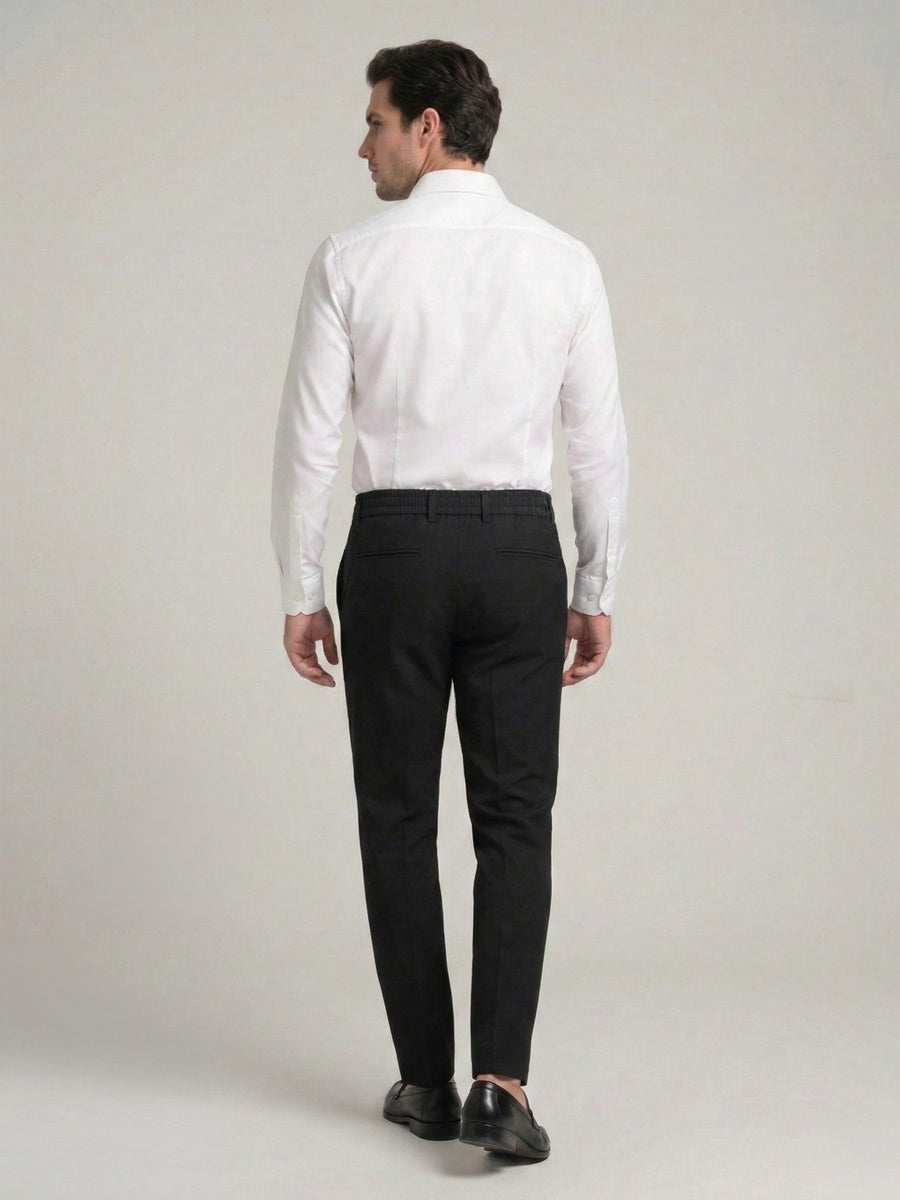 Celio Mens Black Solid 24H Fit Polyester Casual Trouser