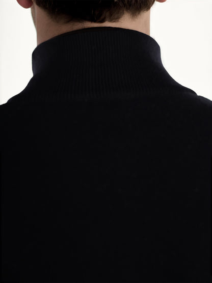 Black Solid Cotton Sweater