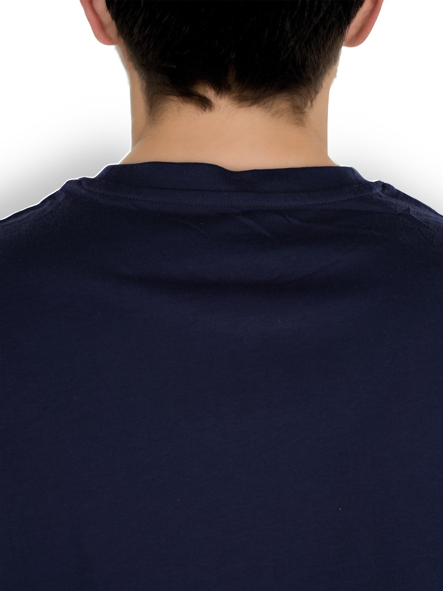 Navy Blue Printed Cotton T-shirt