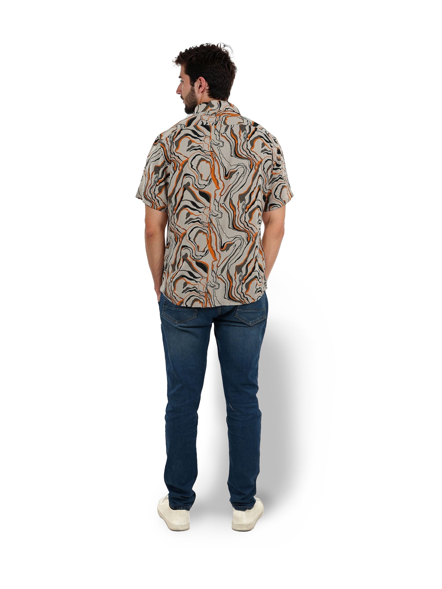 Taupe Printed Viscose Shirt