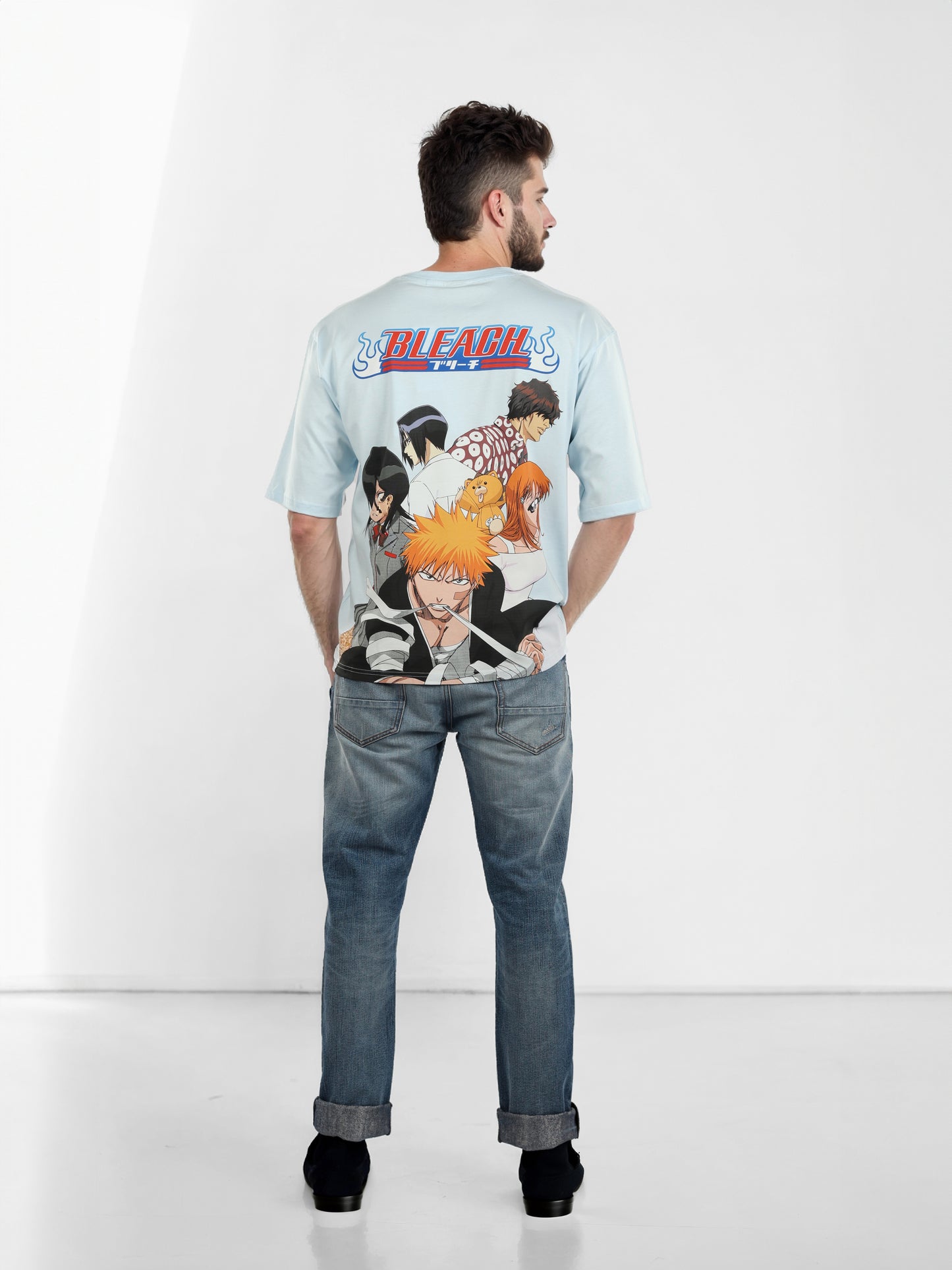 Bleach - Blue Printed Oversized Cotton T-shirt