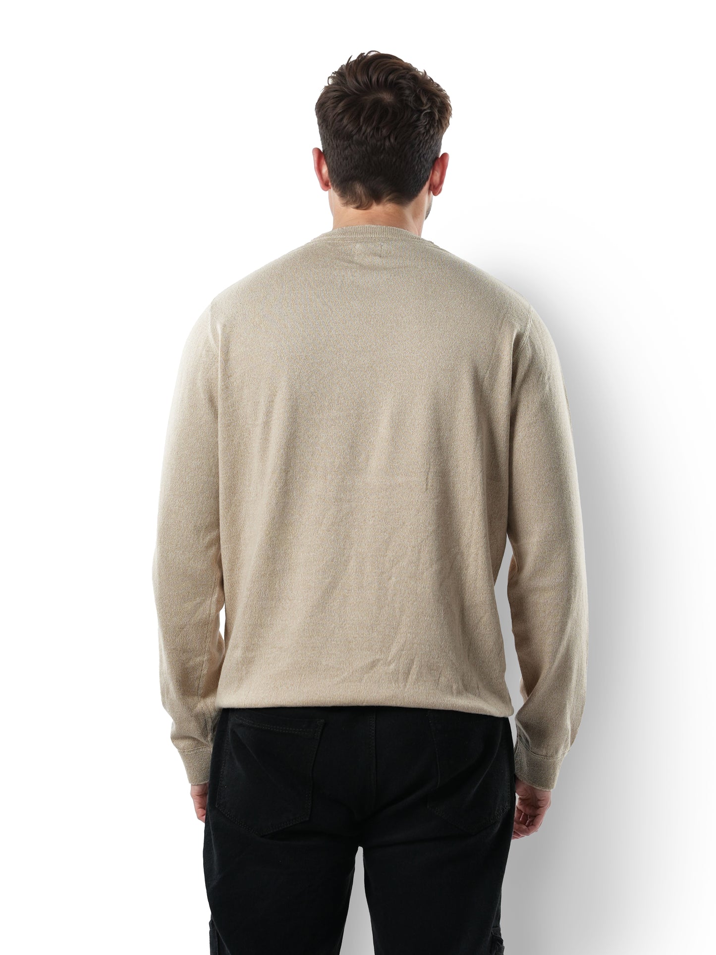 Brown Solid Cotton Sweater