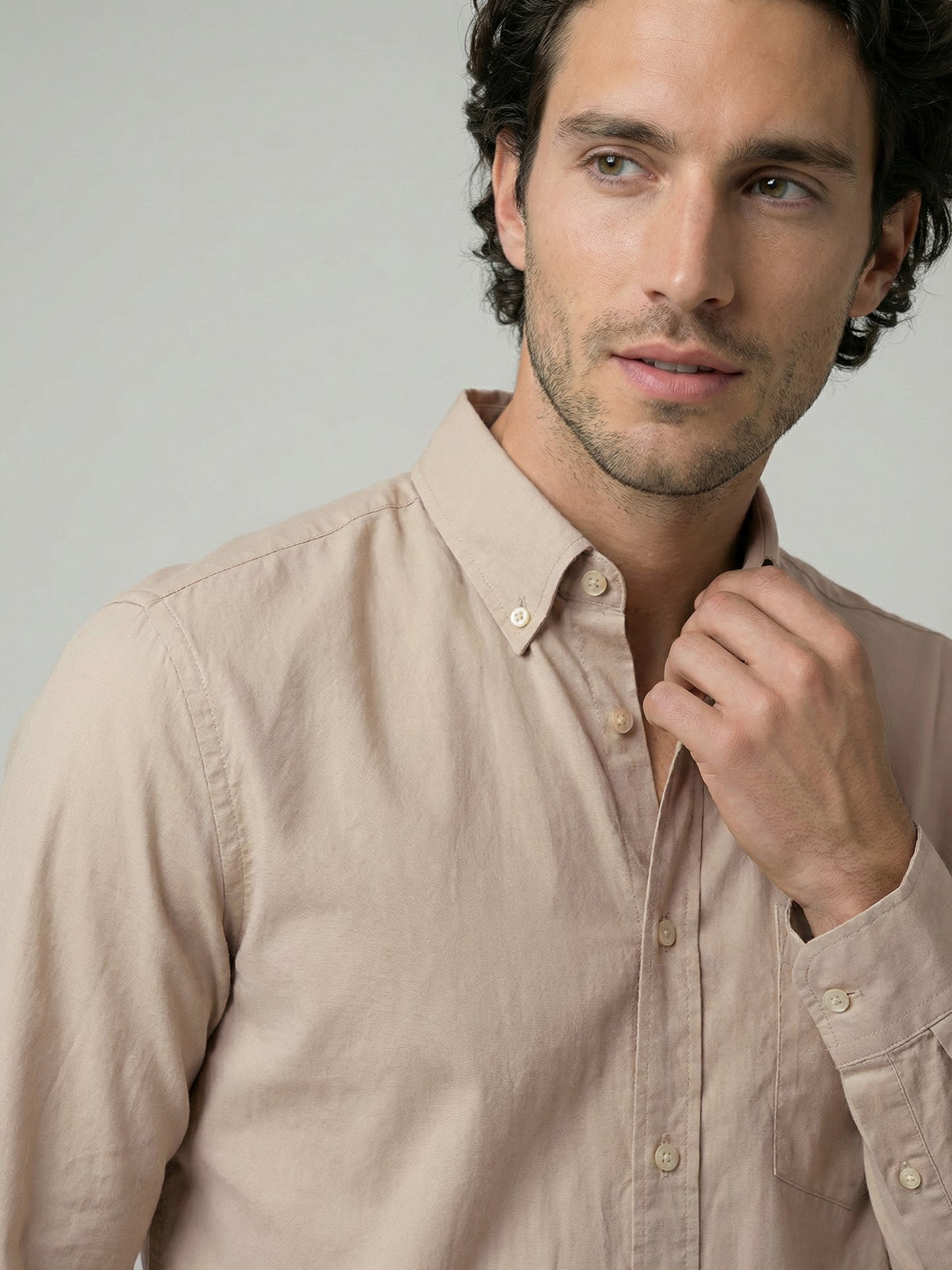 Celio Mens Beige Solid Regular Fit Cotton Shirts