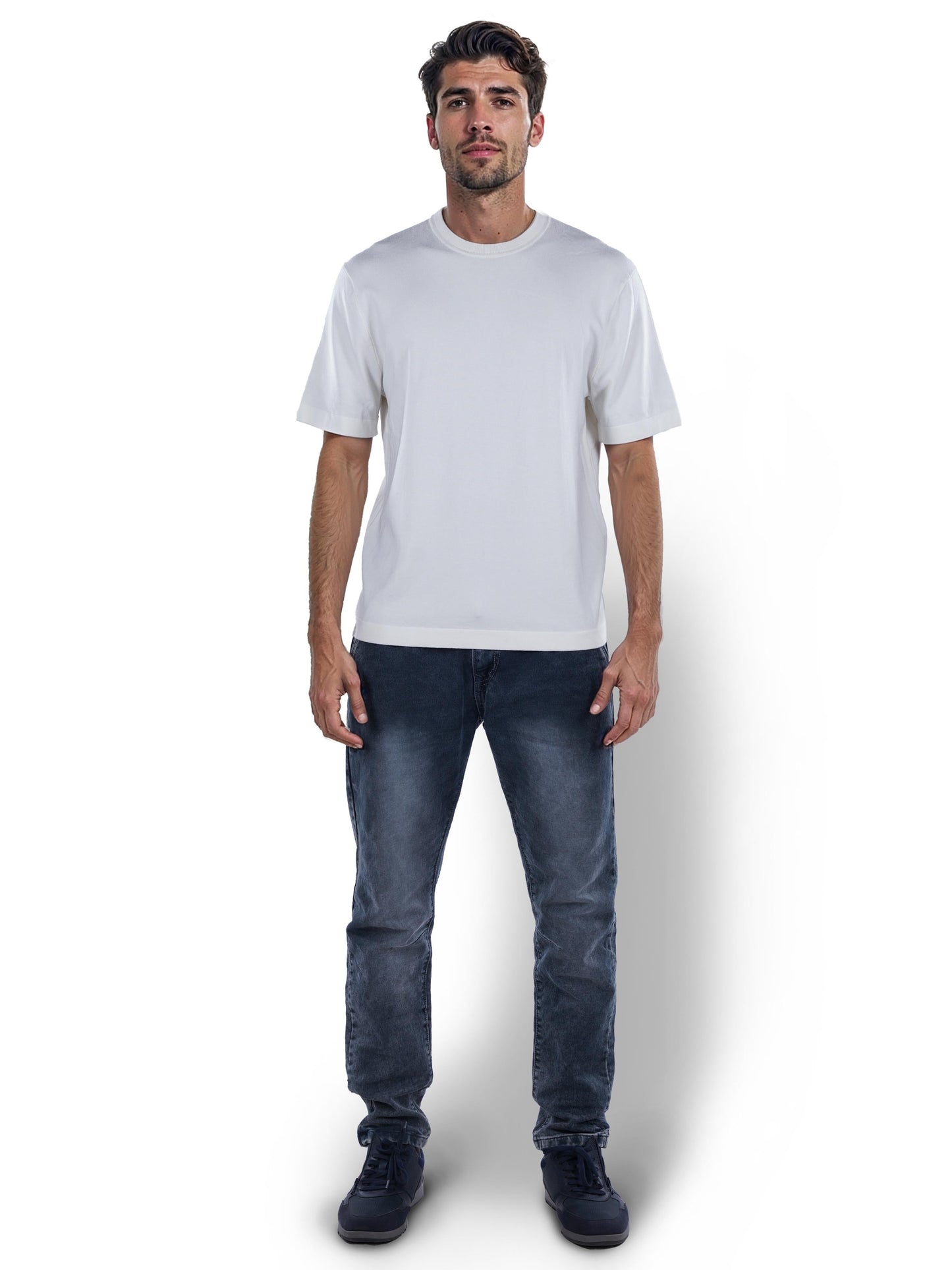 White Solid Viscose T-Shirt