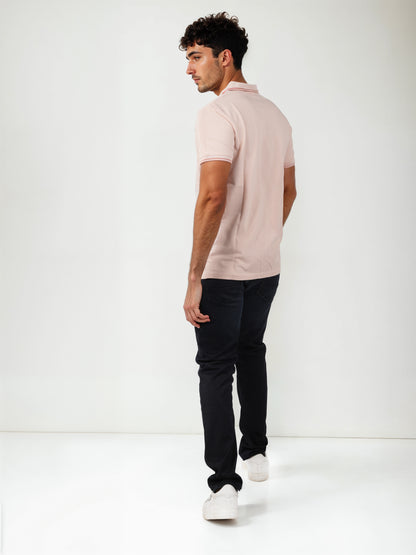 Pink Solid Cotton Polo