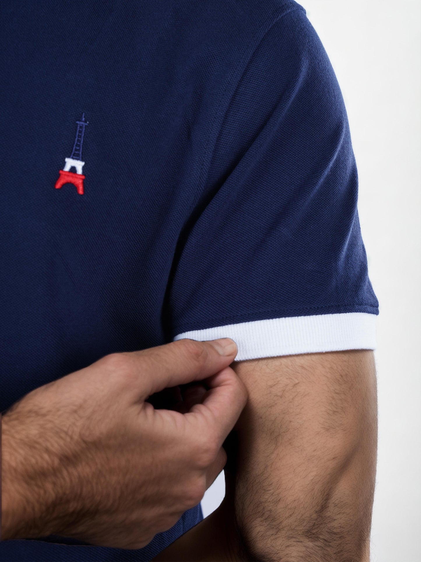 Navy Blue Solid Cotton Polo