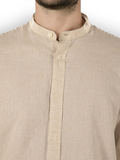 Green Solid Linen Shirt