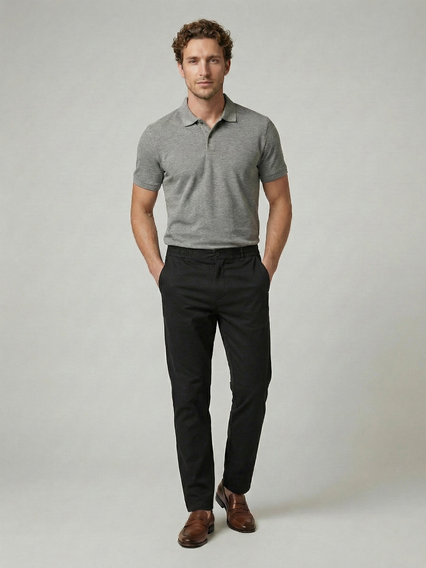 Celio Mens Black Knit Slim Fit Cotton Casual Trouser
