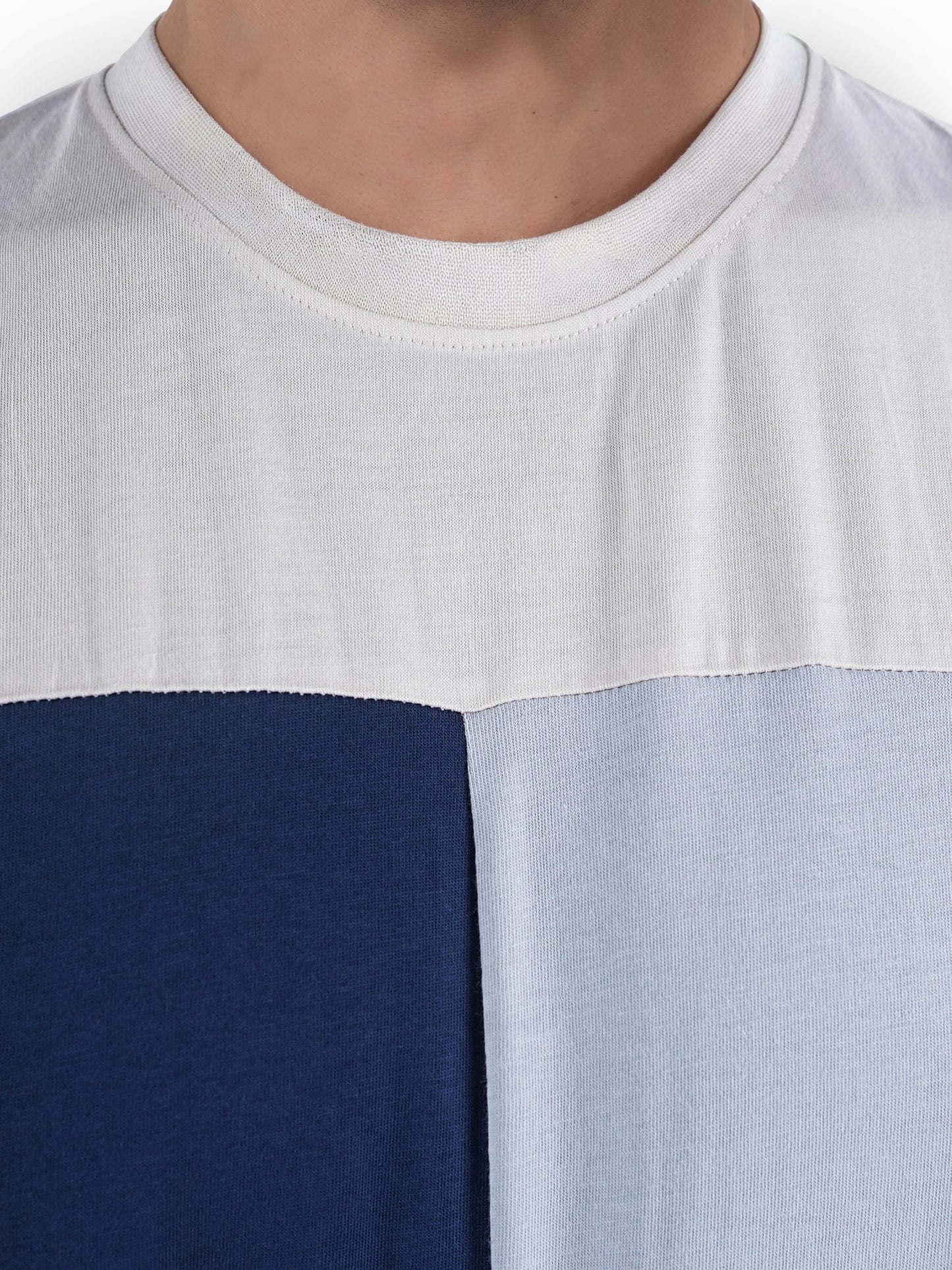 Beige Colourblock Cotton T-shirt