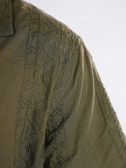 Green Embroidered Cotton Shirt