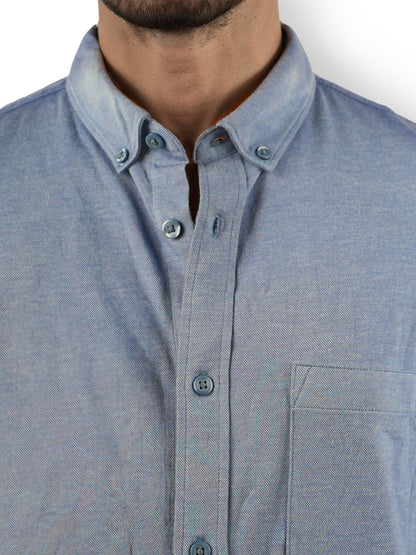 Blue Solid Cotton Shirt