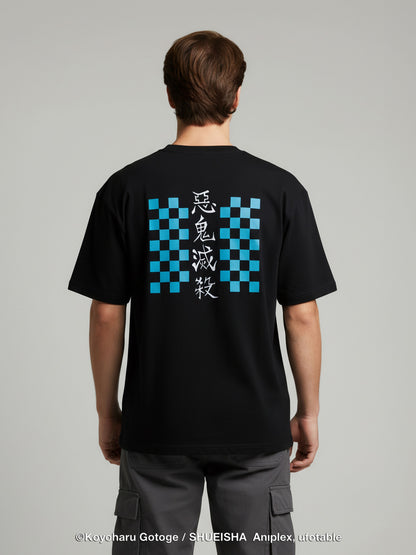 Celio Men Black Printed Oversized Cotton Demon Slayer T-Shirt