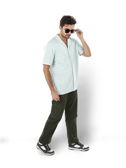 Green Striped Cotton Shirt