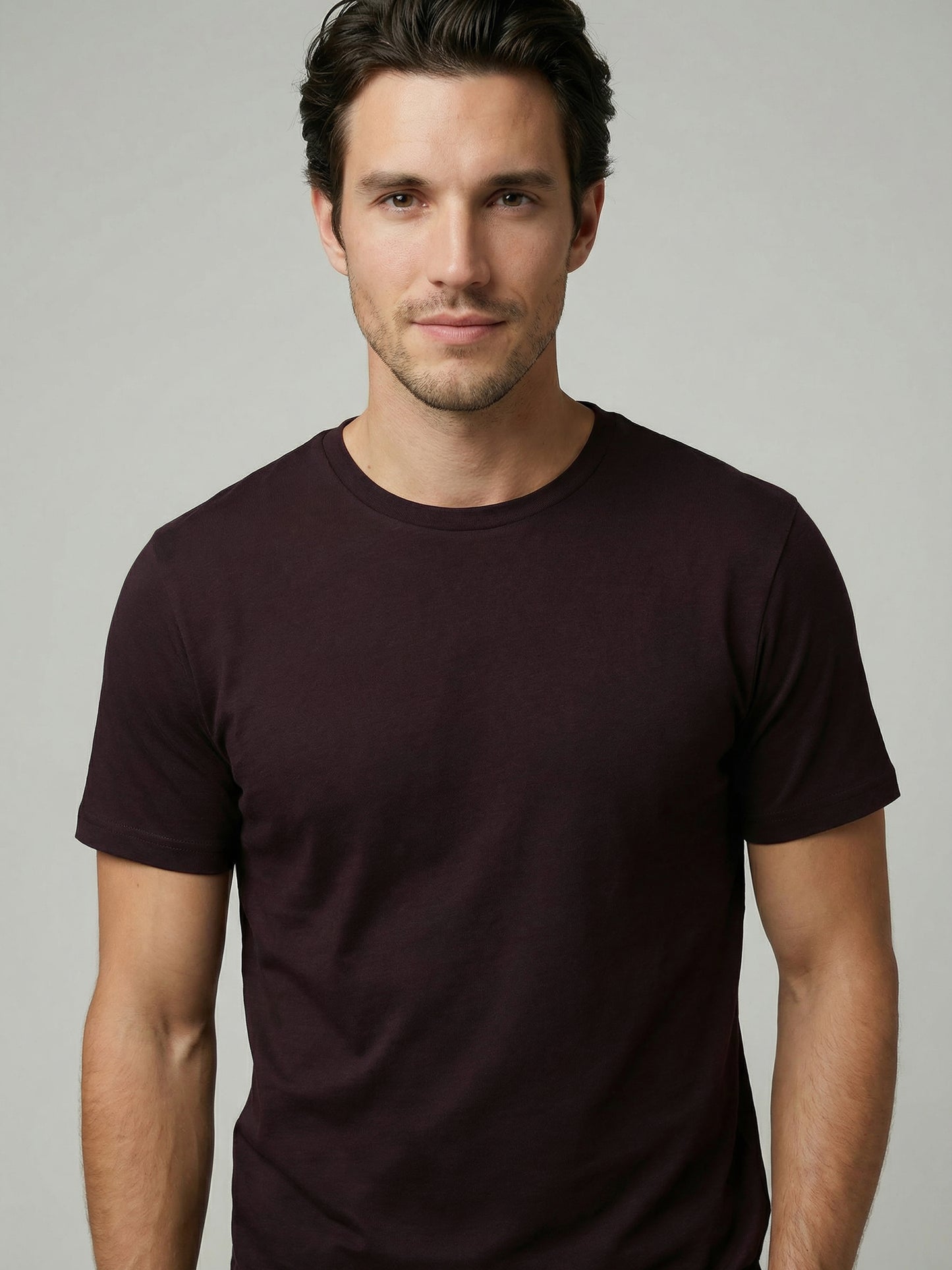Celio Mens Brown Solid Slim Fit Cotton T-Shirts
