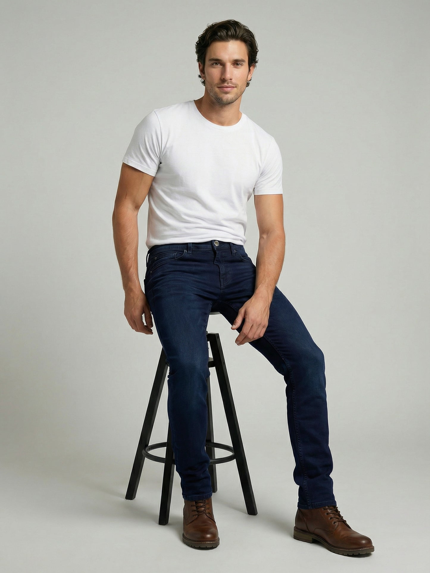 Celio Mens Blue Dobby Slim Fit Cotton Jeans