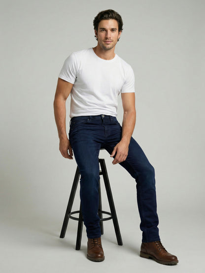 Celio Mens Blue Dobby Slim Fit Cotton Jeans