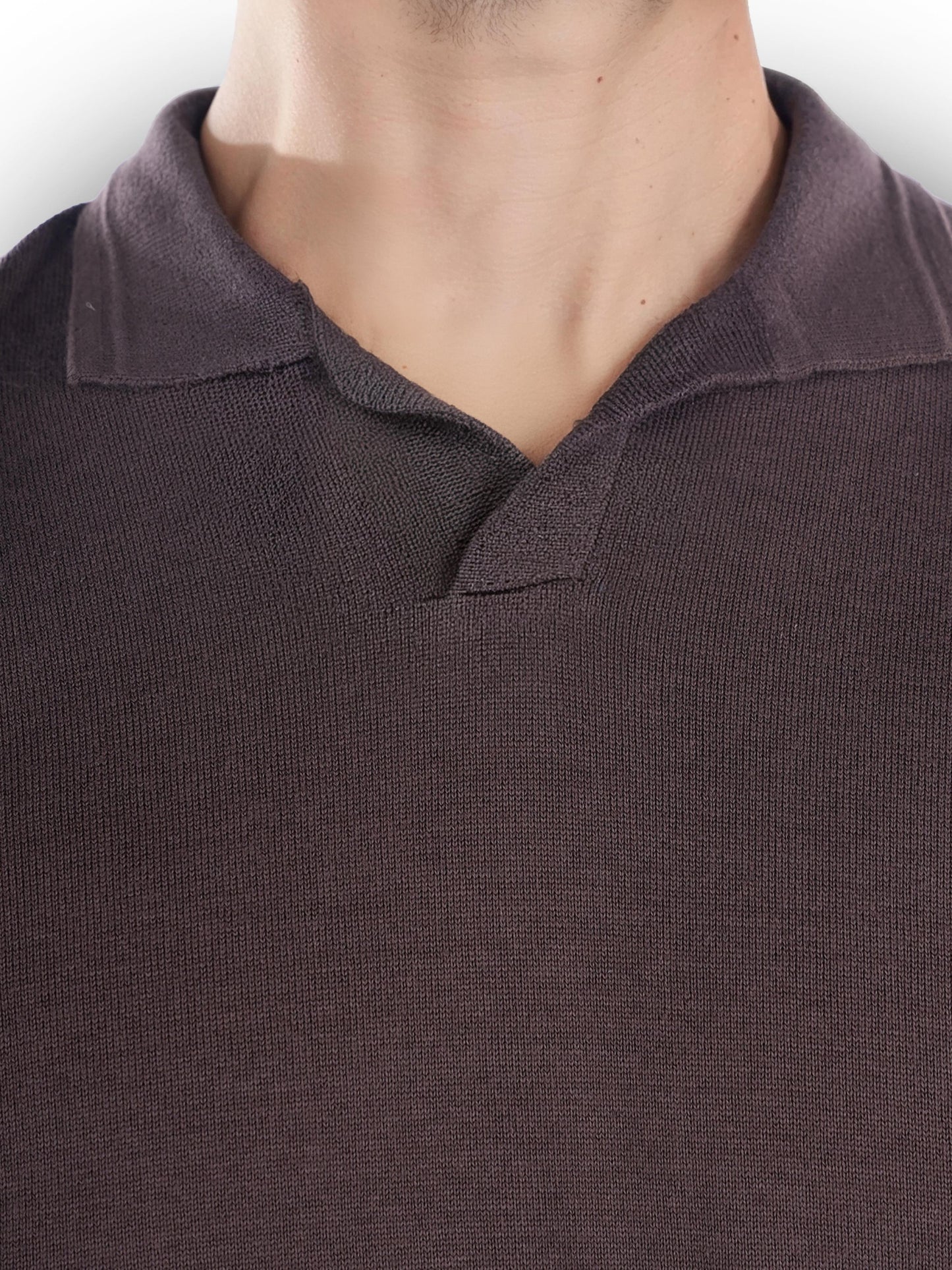 Brown Solid Cotton Polo