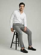Celio Mens Grey Solid 24H Fit Polyester Casual Trouser