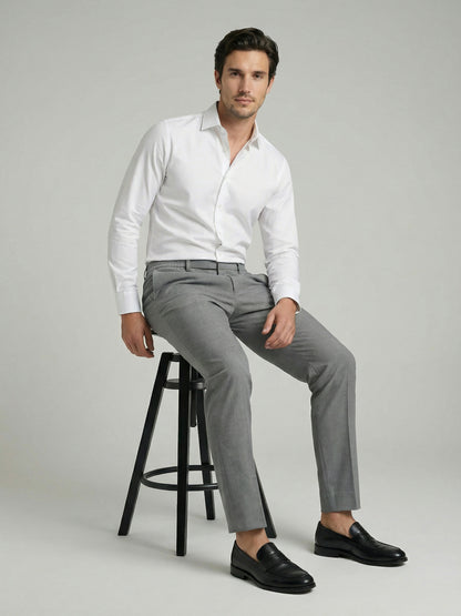 Celio Mens Grey Solid 24H Fit Polyester Casual Trouser