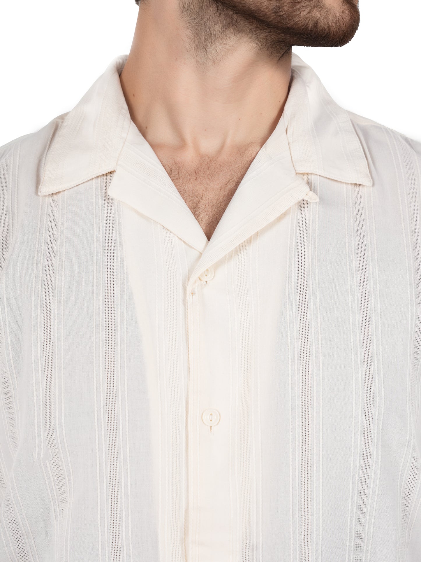 Beige Striped Cotton Shirt