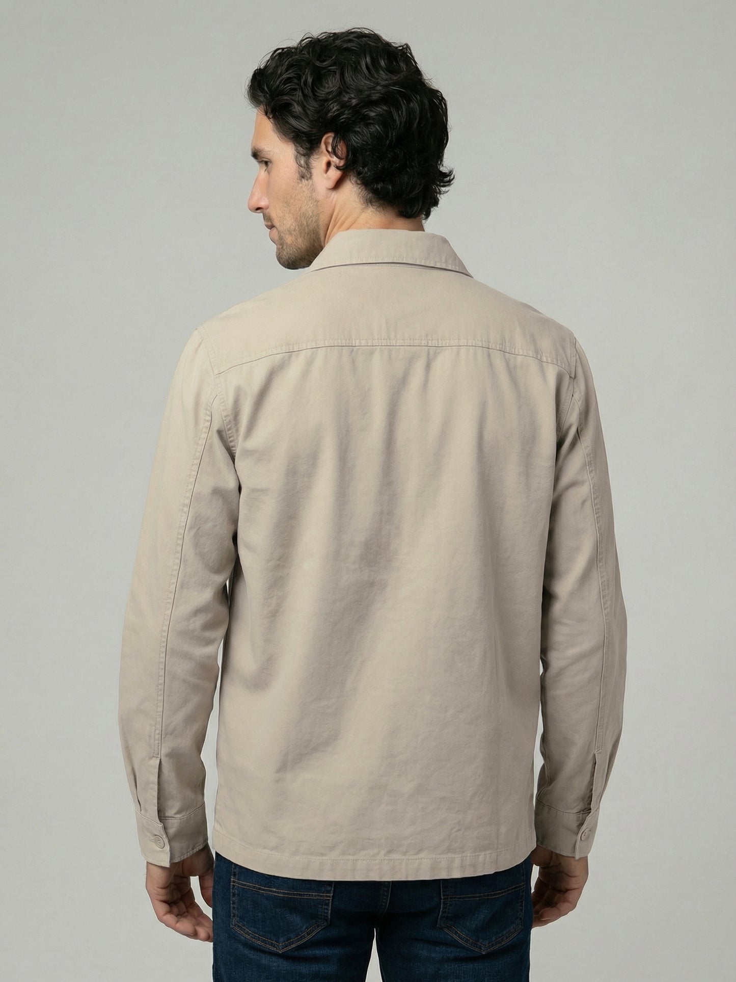 Celio Mens Beige Solid Overshirt Fit Cotton Shirts