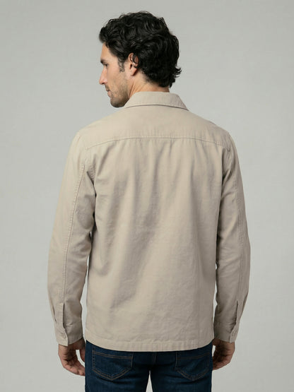 Celio Mens Beige Solid Overshirt Fit Cotton Shirts