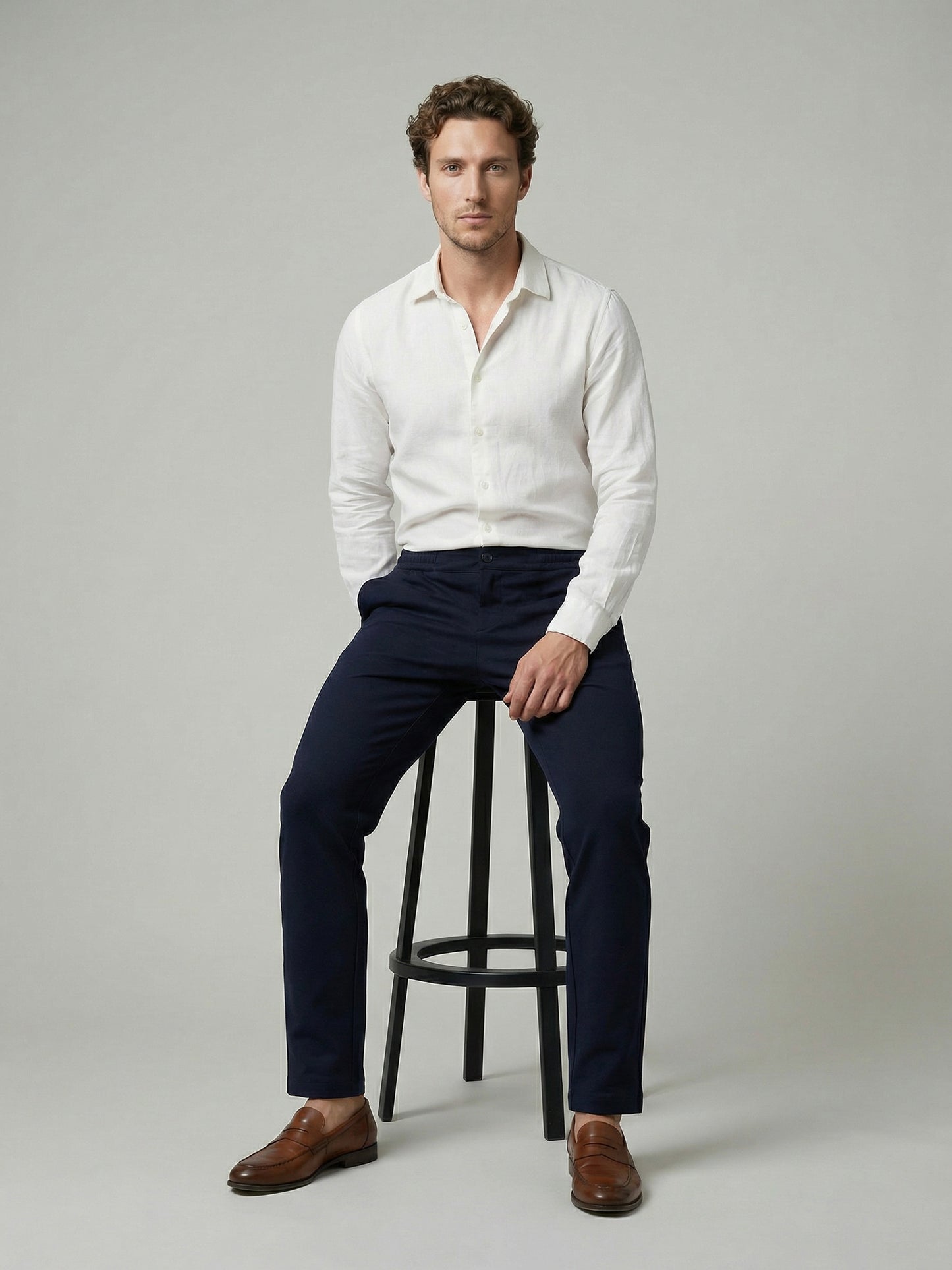 Celio Mens Navy Knit Slim Fit Cotton Casual Trouser