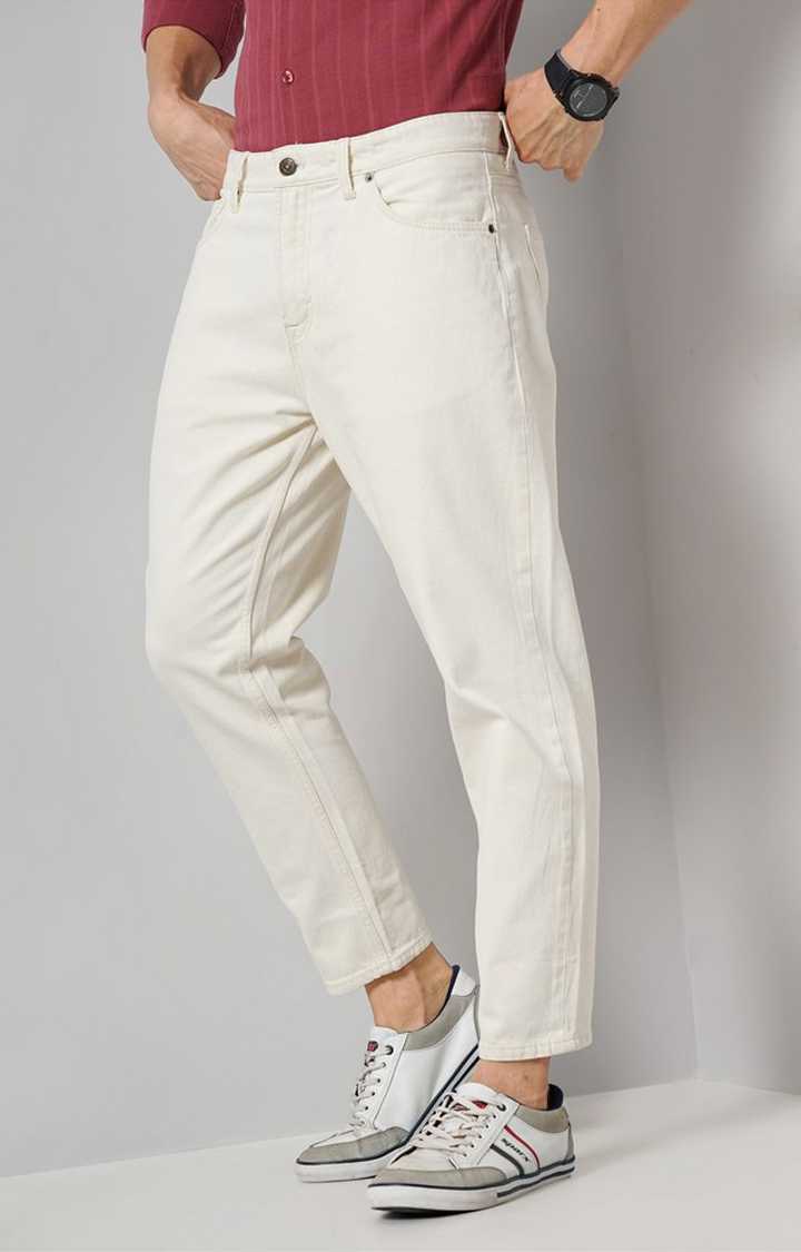 Cream Relaxed Fit Jeans