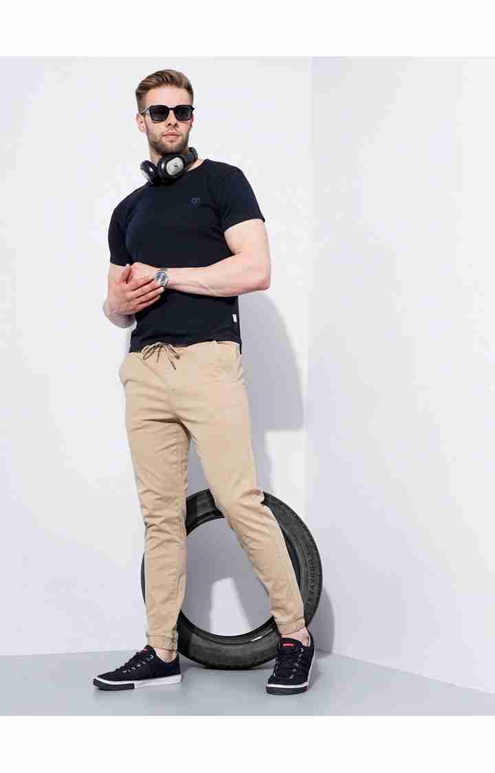 Beige Slim Fit Trousers