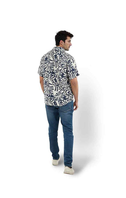 Celio* Printed Regular Fit Viscose Navy Blue Shirt