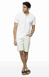 Celio* Cotton-Blend Regular Fit Off White Shorts