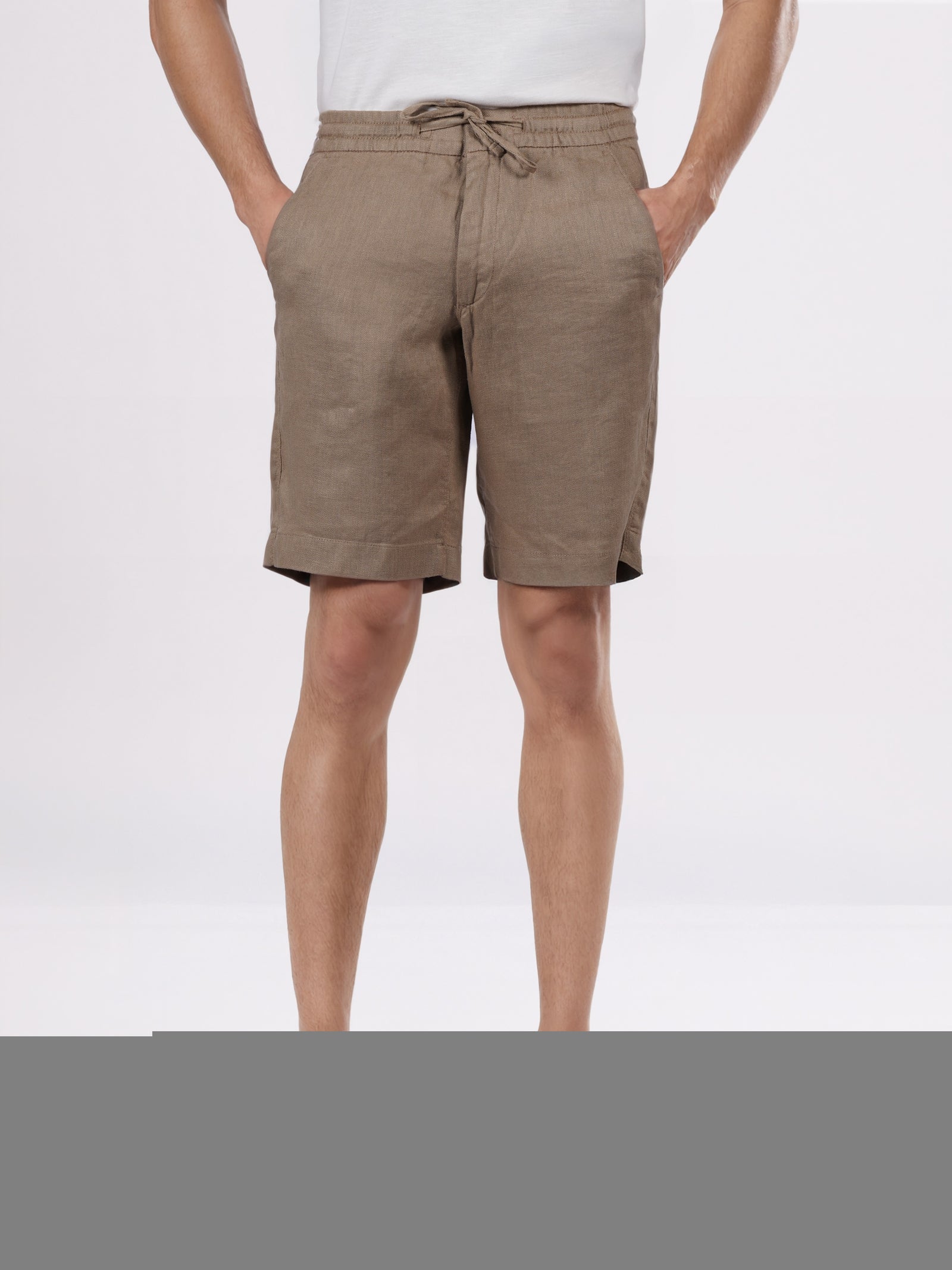 Celio* Men Brown Solid Bermuda Fit Linen Shorts