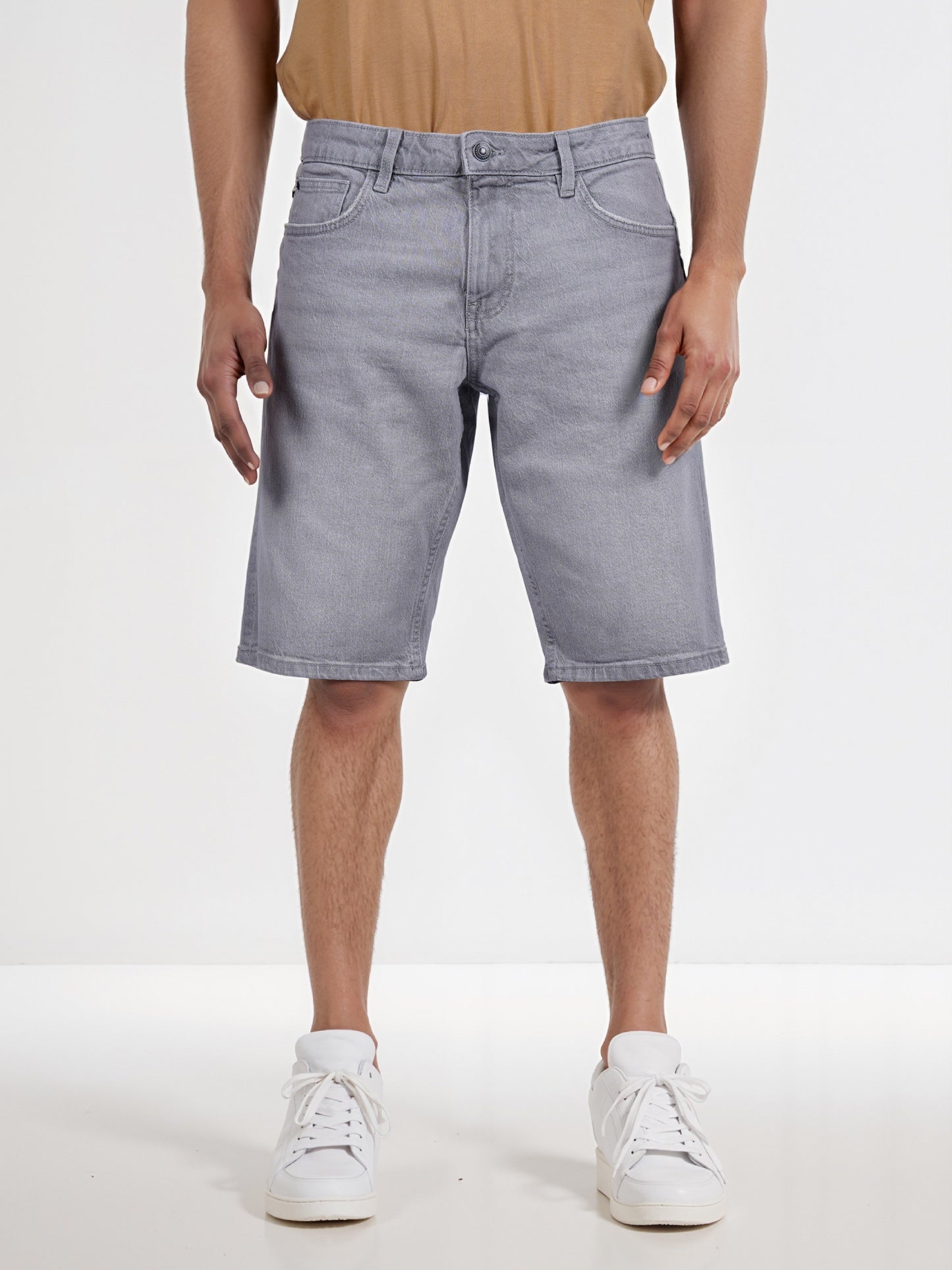 Celio* Cotton Regular Fit Grey Bermuda