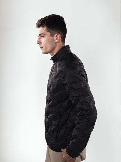 Black Solid Polyamide Jacket