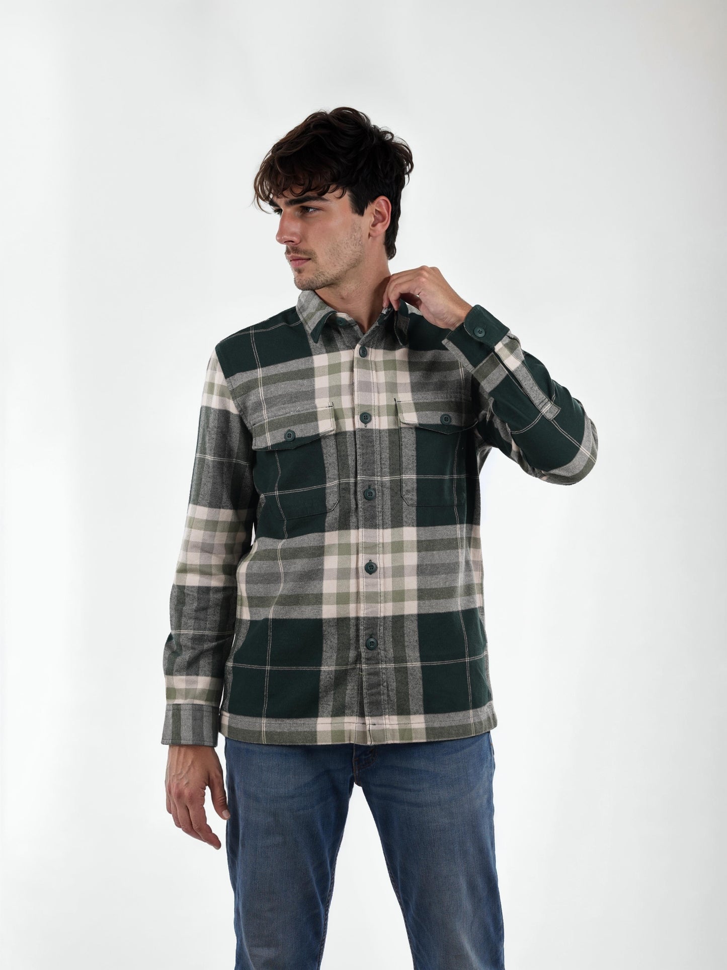 Green Checks Cotton Shirt