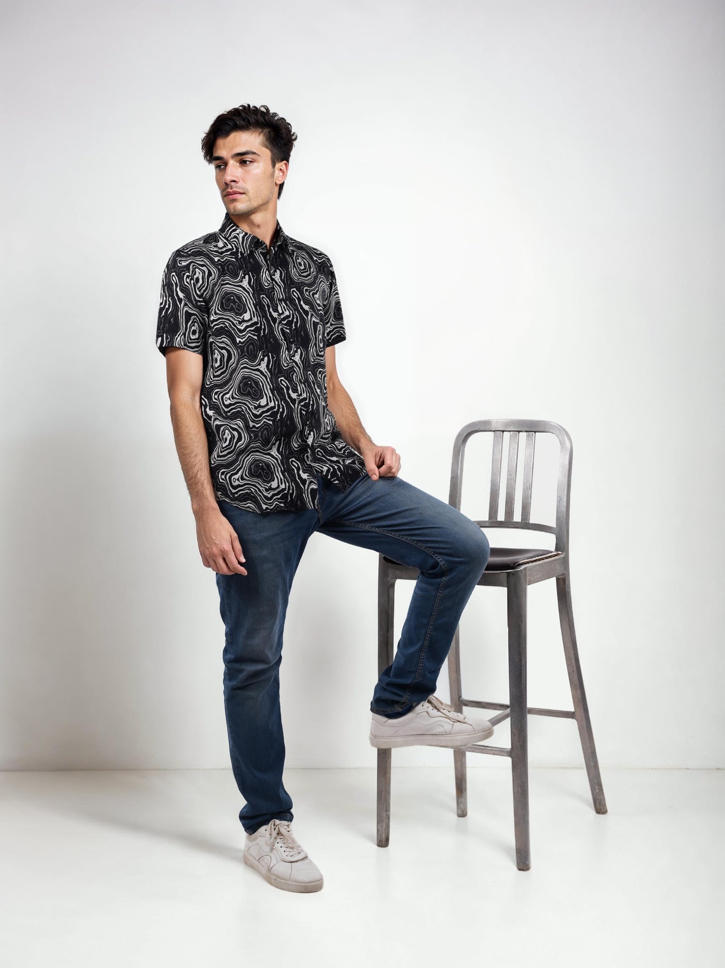 Black Printed Viscose Shirt