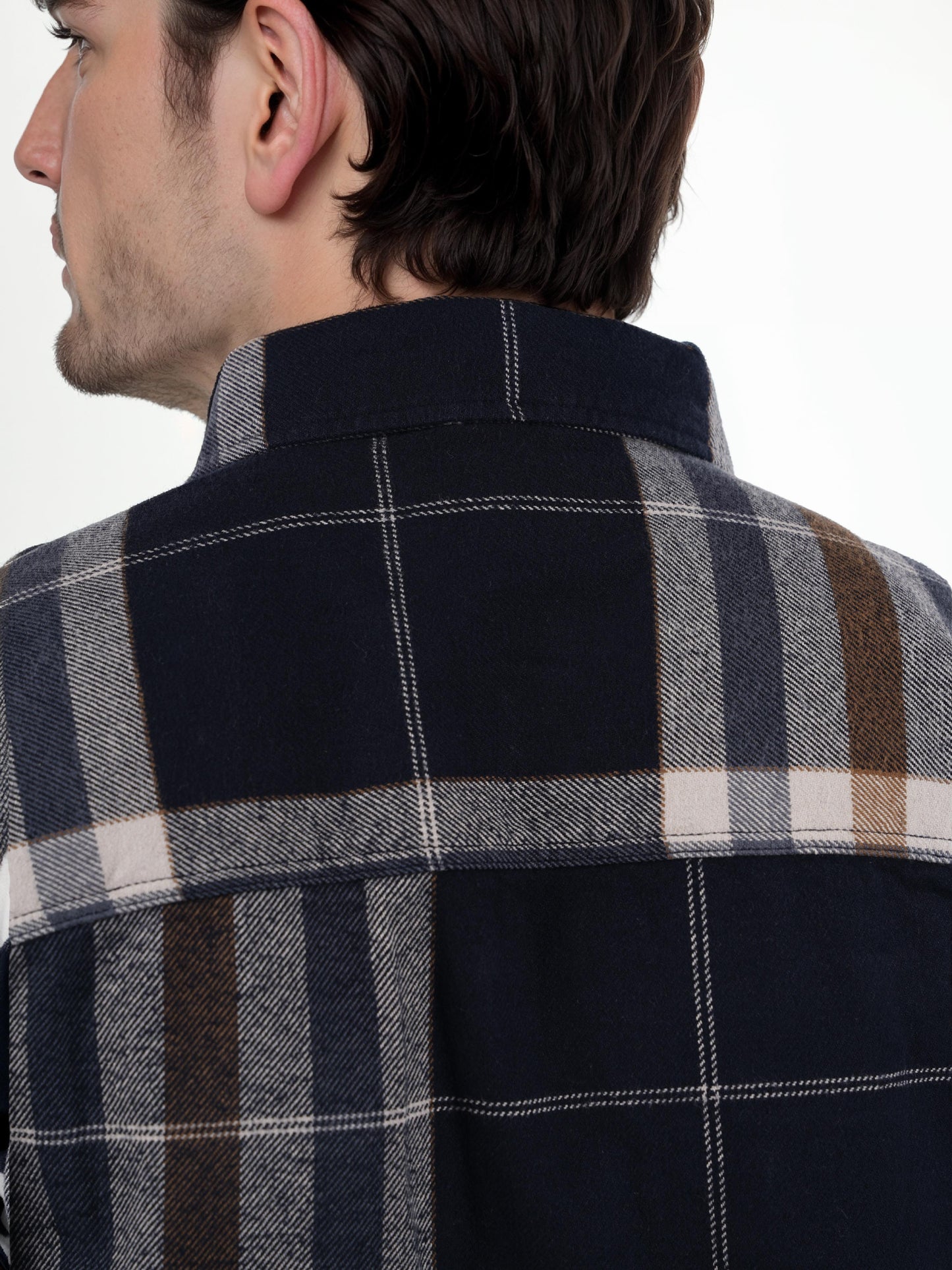 Navy Blue Checks Cotton Shirt