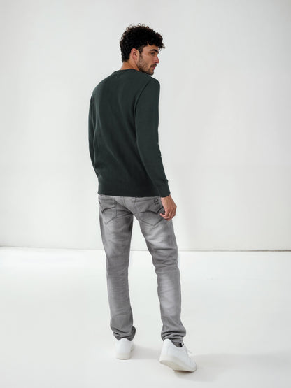 Green Solid Cotton Sweater