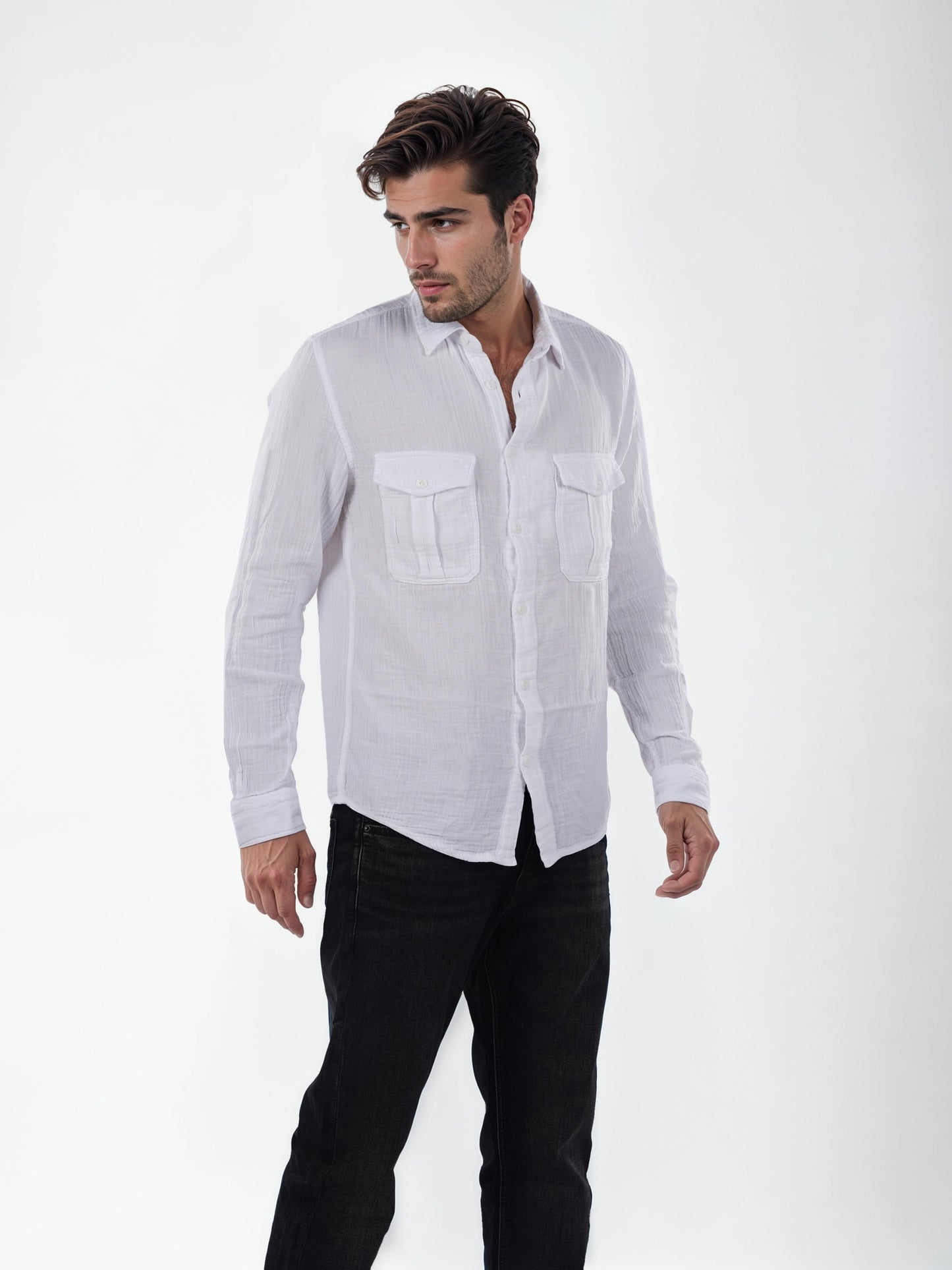 White Solid Cotton Shirt