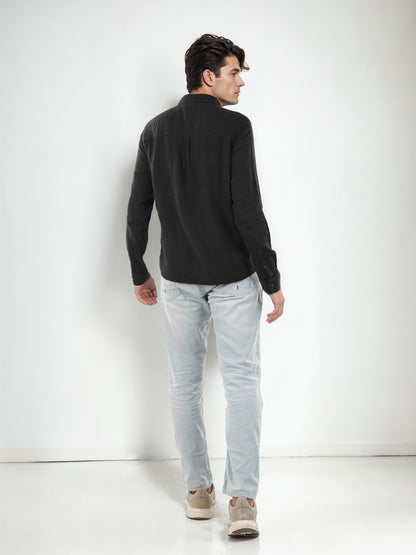 Black Solid Cotton Shirt