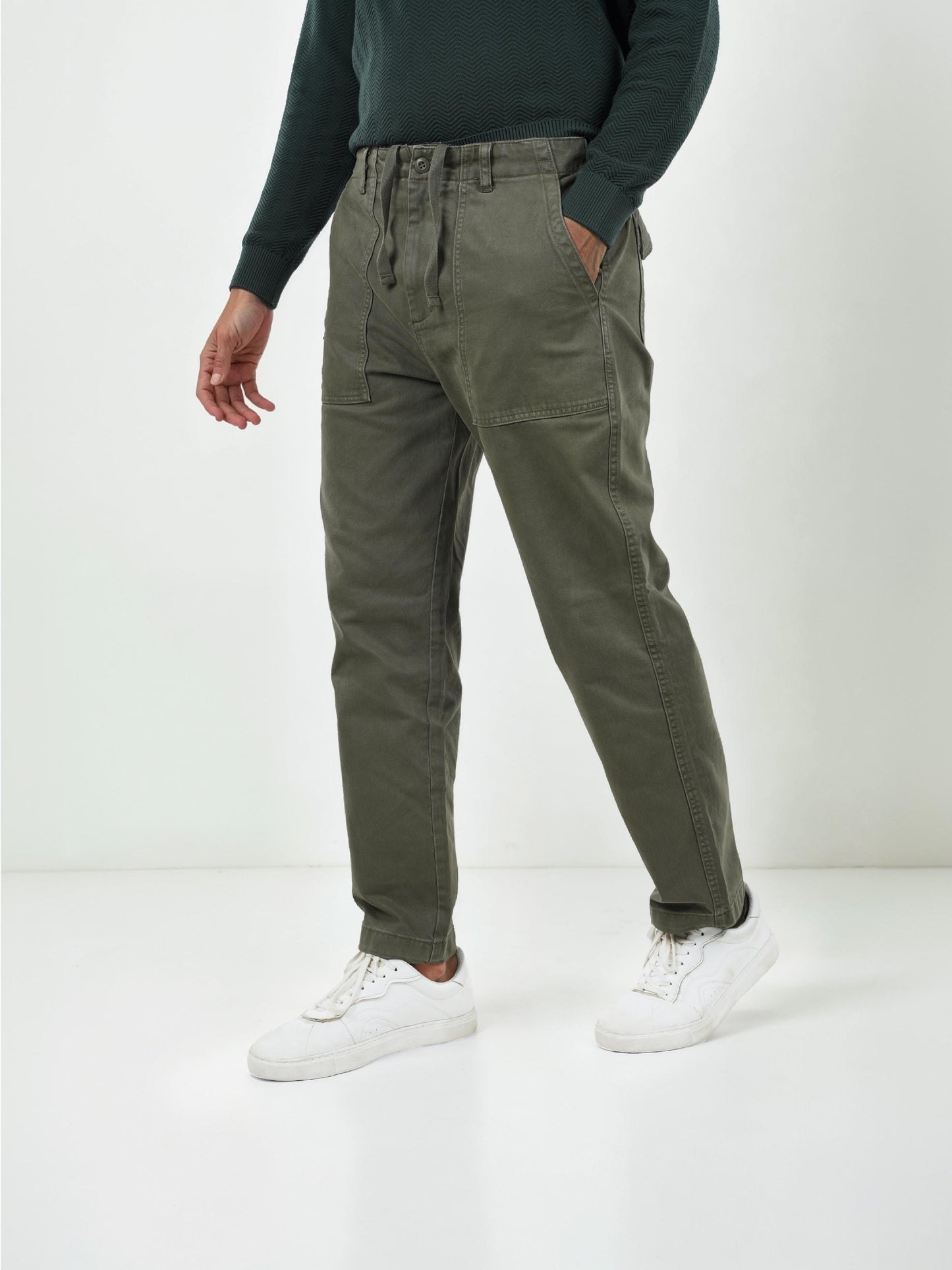 Green Straight Fit Trousers